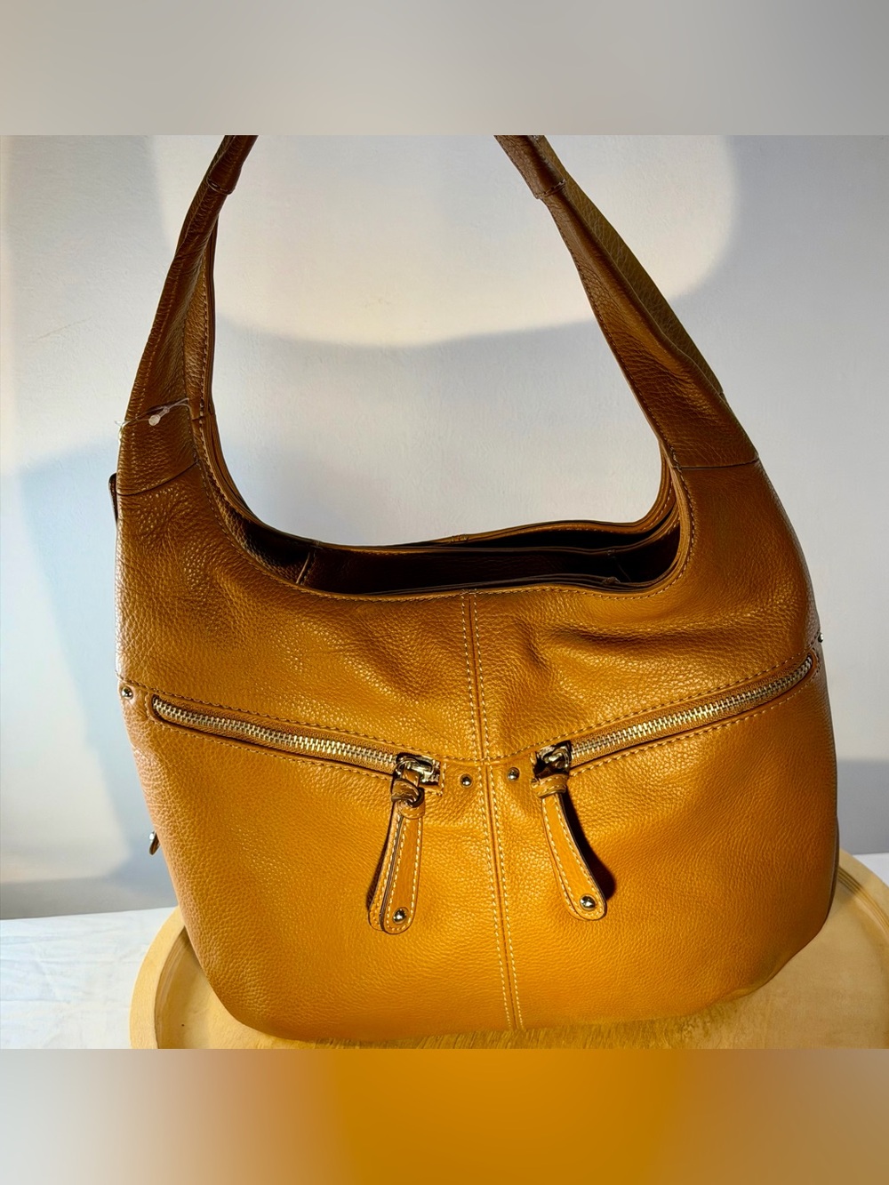 Tignanello Pebbled Leather Hobo Shoulder Bag